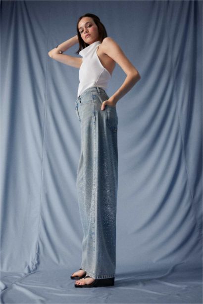 Baggy Fit High Waist Long Jeans