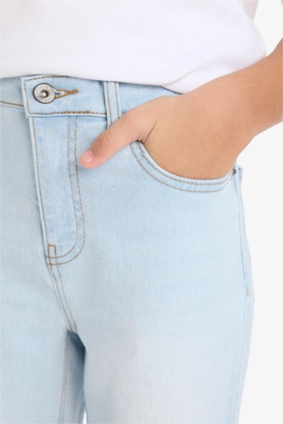 بنطلون جينز اولادي قصة مستقيمة برجل عادية