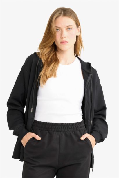 Relax Fit Thin Sweatshirt Fabric Cardigan