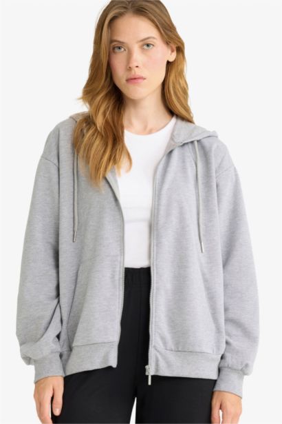 Relax Fit Thin Sweatshirt Fabric Cardigan