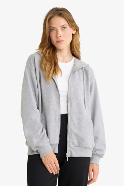 Relax Fit Thin Sweatshirt Fabric Cardigan