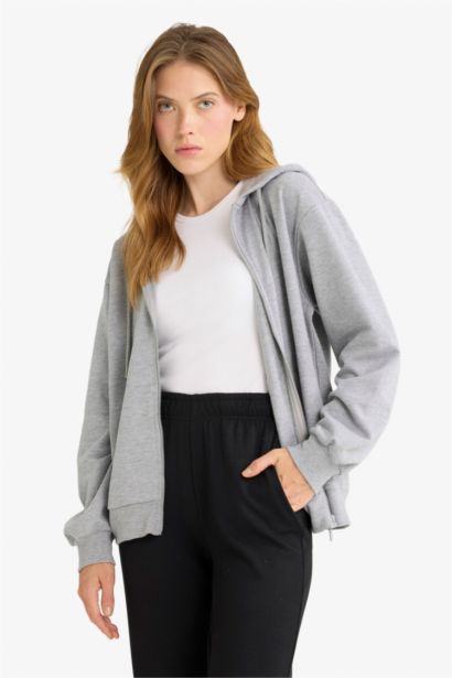 Relax Fit Thin Sweatshirt Fabric Cardigan