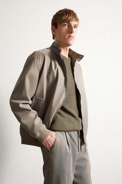 Oversize Fit Polo Collar Zip-Up Jacket