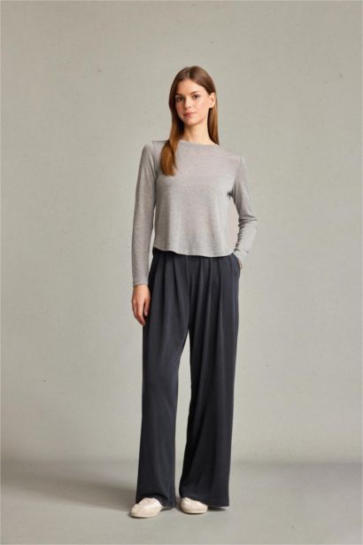 Beli Lastikli Geniş Paça Modal Pantolon