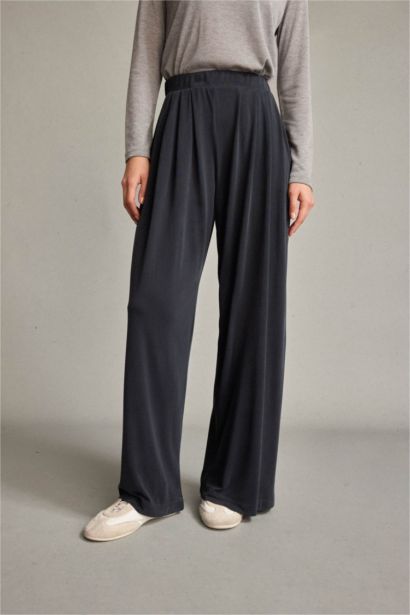 Beli Lastikli Geniş Paça Modal Pantolon