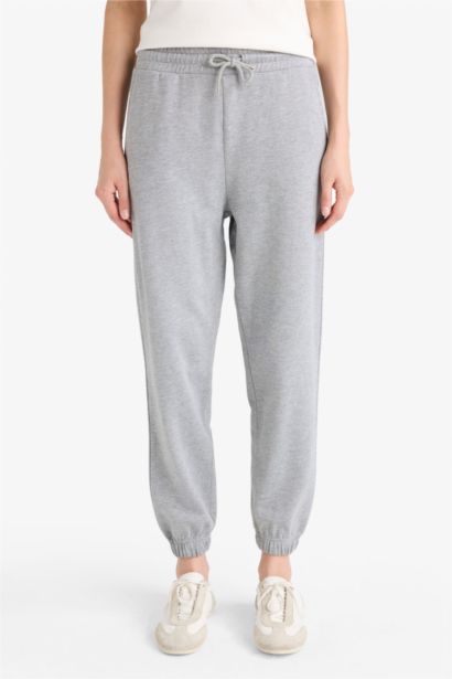 بنطلون جوجر فيت بجيوب قماش خفيف ميلانج رمادي
