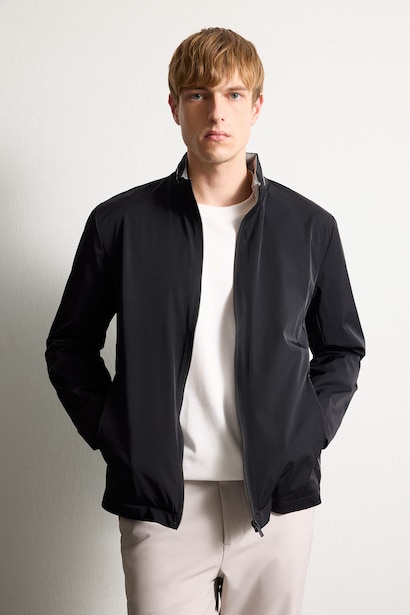 Regular Fit Turtle Neck Zip-Up Jacket