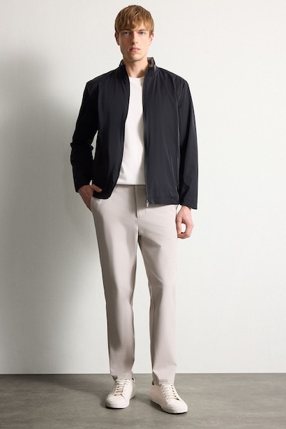 Regular Fit Turtle Neck Zip-Up Jacket