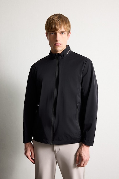 Regular Fit Turtle Neck Zip-Up Jacket
