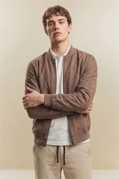 Куртка стандартного кроя из льна для мужчин