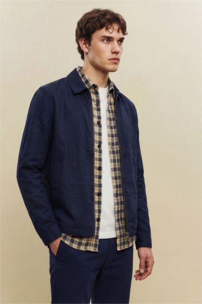 Куртка стандартного кроя из льна для мужчин