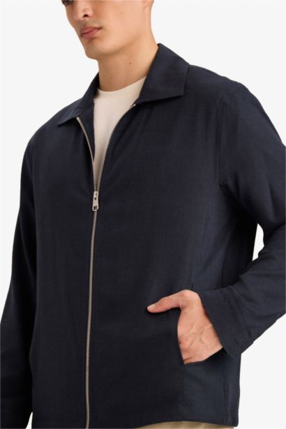 جاكيت قصة عادية من مزيج الكتان