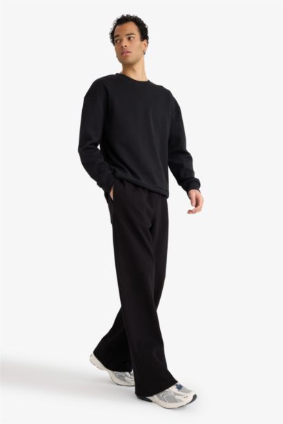 Wide Leg Geniş Bol Paça Beli Bağcıklı Pike Eşofman Altı