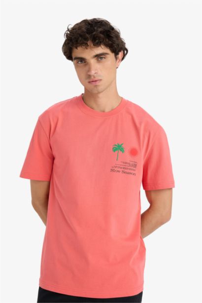 T-shirt en coton imprimé à col rond et manches courtes Coupe régulière