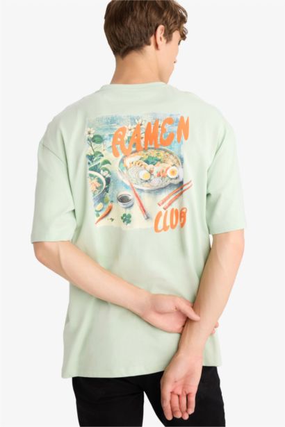 Boxy Fit Crew Neck Printed Short Sleeve T-Shirt