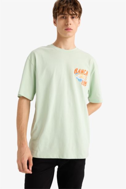 Boxy Fit Crew Neck Printed Short Sleeve T-Shirt