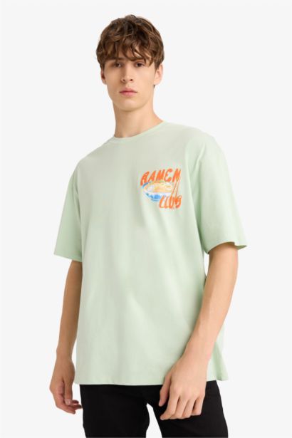 Boxy Fit Crew Neck Printed Short Sleeve T-Shirt