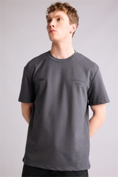 Regular Fıt Bisiklet Yaka Baskılı Kısa Kollu Tişört