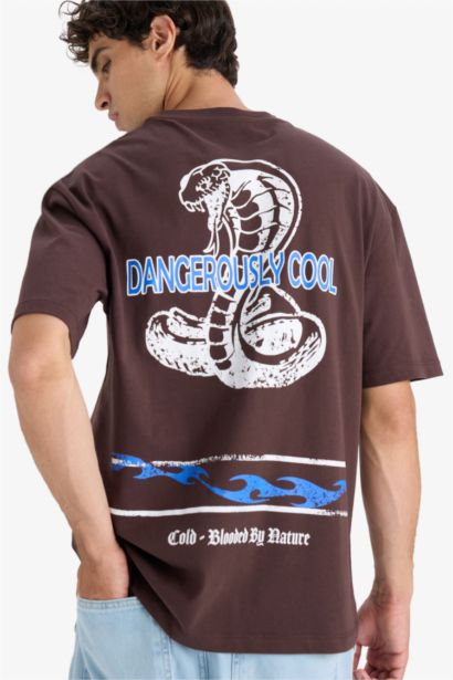 Boxy Fit Crew Neck Printed Short Sleeve T-Shirt