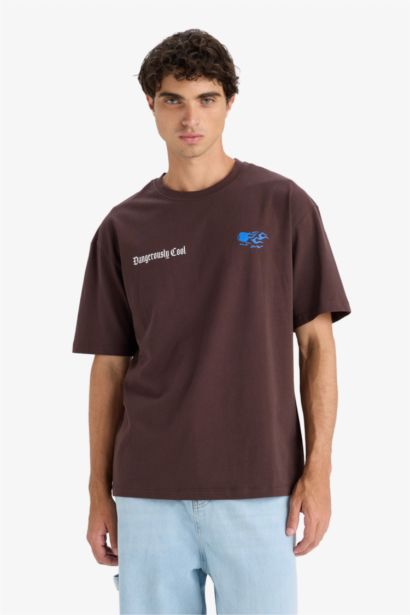 Boxy Fit Crew Neck Printed Short Sleeve T-Shirt