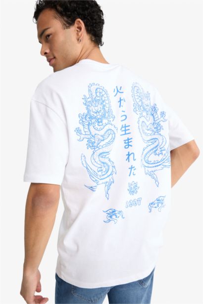 Boxy Fit Crew Neck Printed Short Sleeve T-shirt