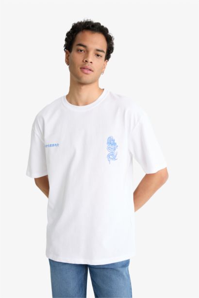 Boxy Fit Crew Neck Printed Short Sleeve T-shirt