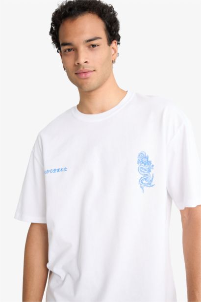 Boxy Fit Crew Neck Printed Short Sleeve T-shirt