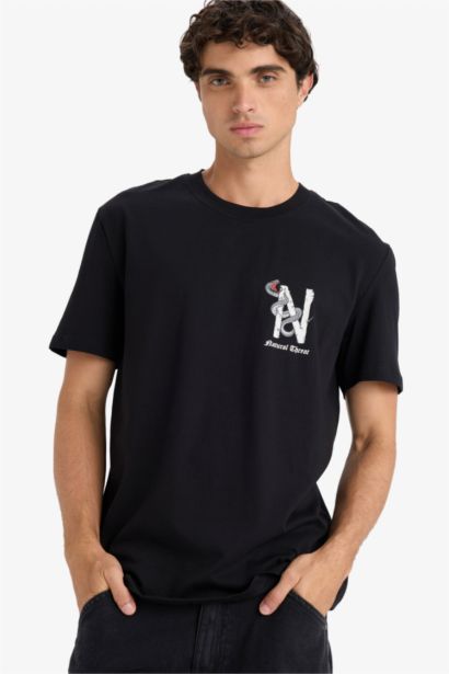 Regular Fit Crew Neck Printed Short Sleeve T-Shirt