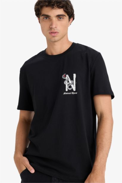 Regular Fit Crew Neck Printed Short Sleeve T-Shirt