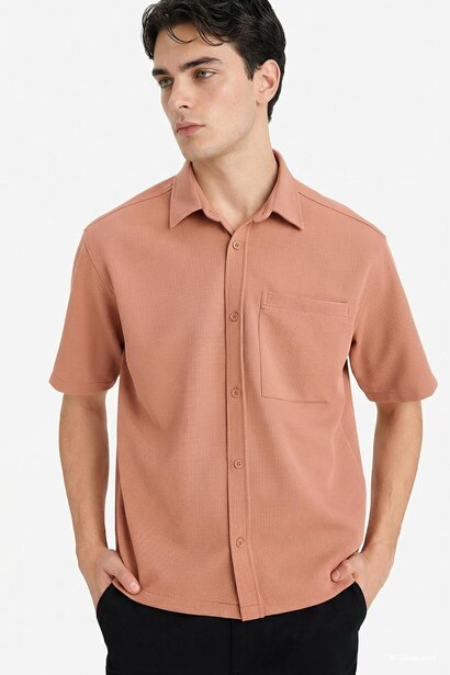Stretch Fabric Boxy Fit Shirt