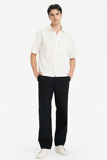Stretch Fabric Boxy Fit Shirt