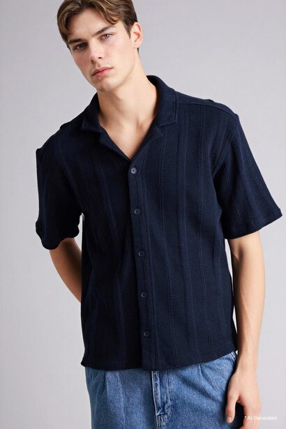 Boxy Fit Polo Collar Short Sleeves Shirt