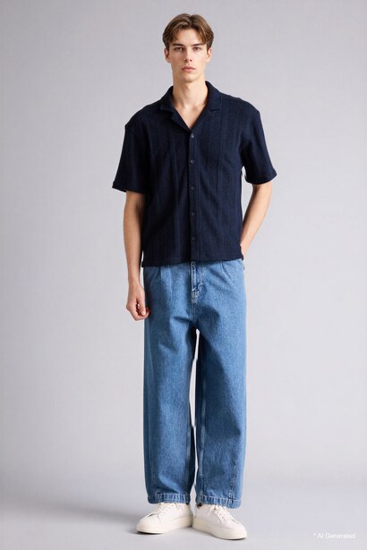 Boxy Fit Polo Collar Short Sleeves Shirt