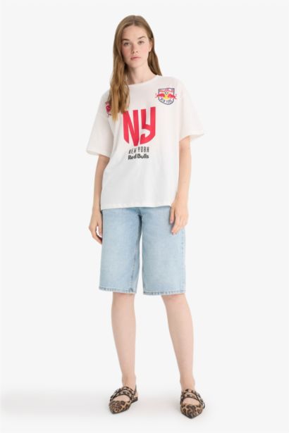 MLS Oversize Geniş Kalıp Bisiklet Yaka Sırt Baskılı Kısa Kollu Tişört