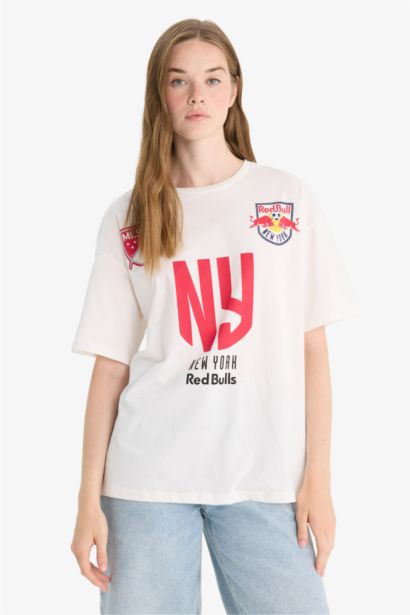 MLS Oversize Geniş Kalıp Bisiklet Yaka Sırt Baskılı Kısa Kollu Tişört