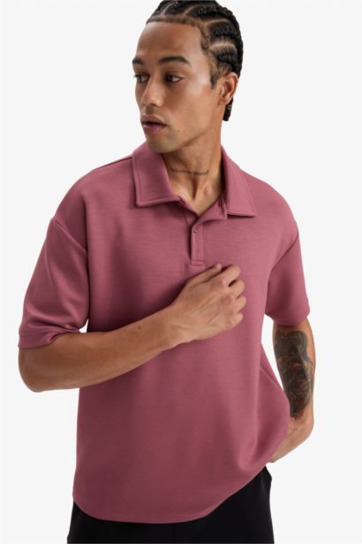 Boxy Fit Polo Neck T-Shirt
