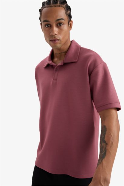 Boxy Fit Polo Neck T-Shirt
