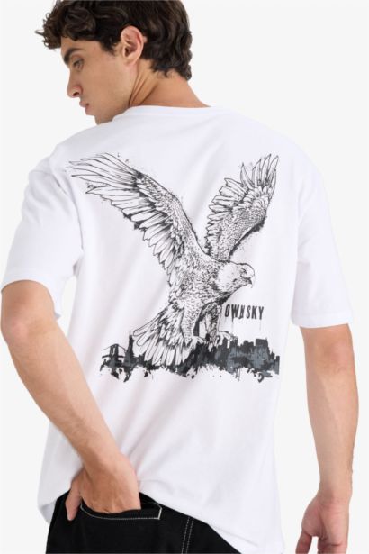 Boxy Fit Crew Neck Printed Short Sleeve T-Shirt