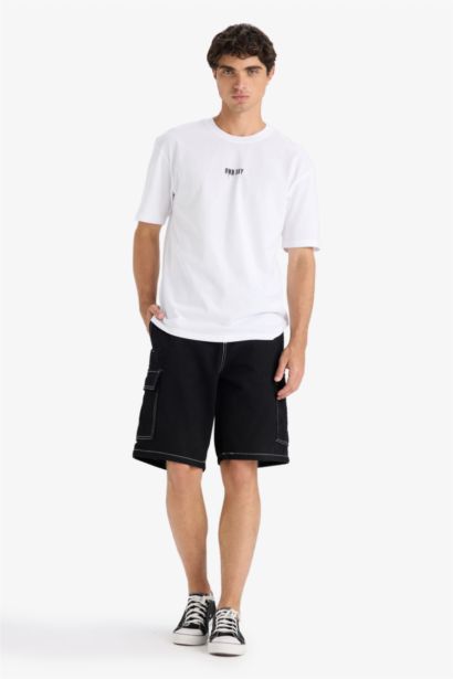 Boxy Fit Crew Neck Printed Short Sleeve T-Shirt