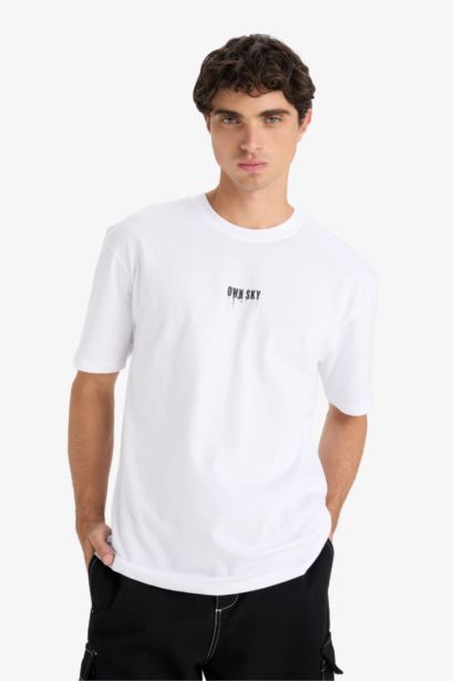 Boxy Fit Crew Neck Printed Short Sleeve T-Shirt