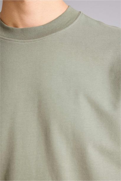 تيشيرت قطن نص كم اوفر سايز برقبة مستديرة