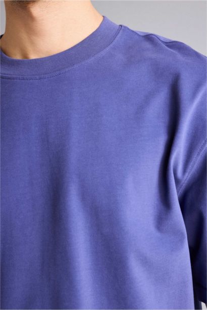 تيشيرت نص كم أوفر سايز برقبة مستديرة