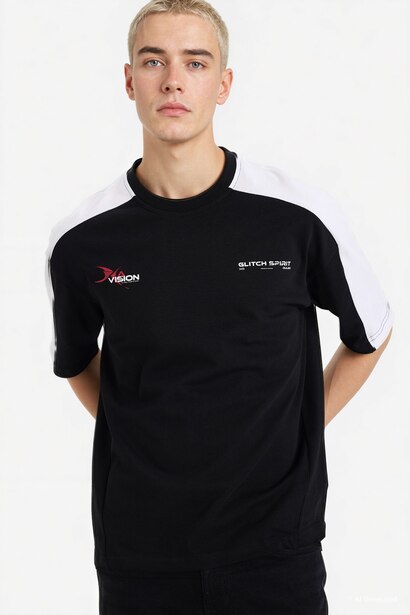 Loose Fit Crew Neck Slogan Short Sleeve T-Shirt
