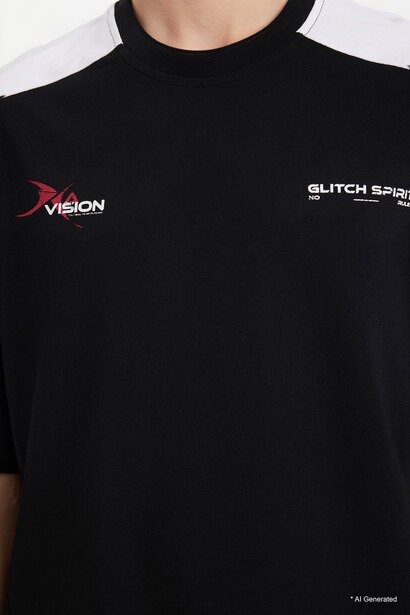 Loose Fit Crew Neck Slogan Short Sleeve T-Shirt