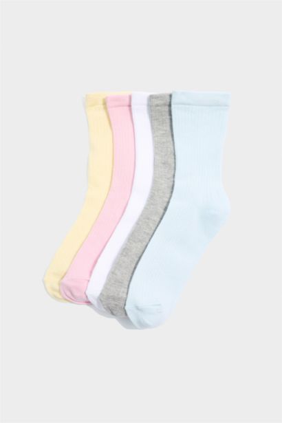 Girl 5 Piece Cotton Long Socks