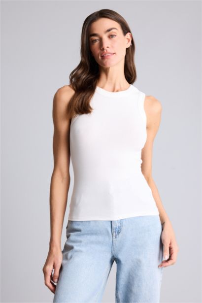 Slim Fit Basic Camisole Crew Neck Tank Top
