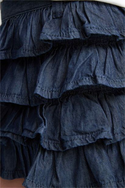 Girl Elastic Waist Denim Skirt