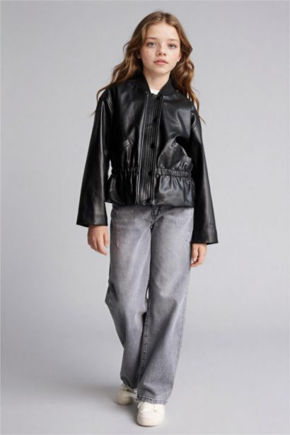 Girl College Collar Bomber Jacket