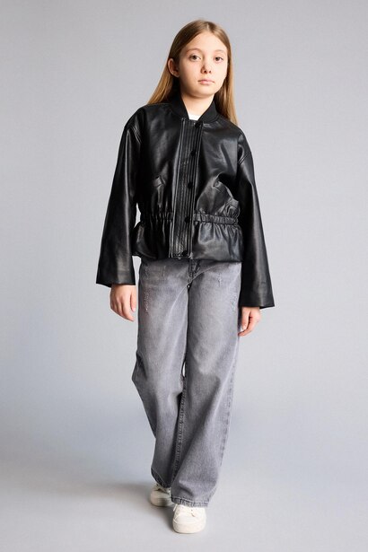 Girl College Collar Bomber Jacket