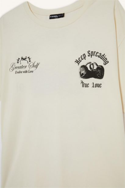 Oversize Fit Printed Crew Neck Short Sleeve T-Shirt